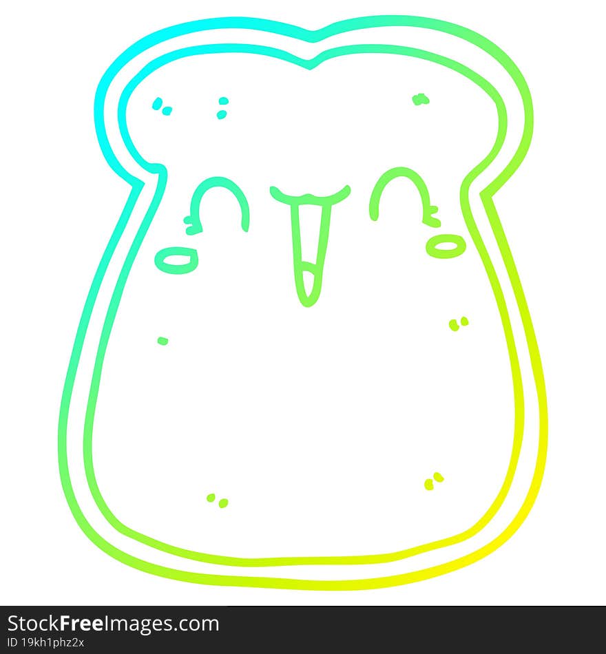 cold gradient line drawing cute cartoon slice of toast