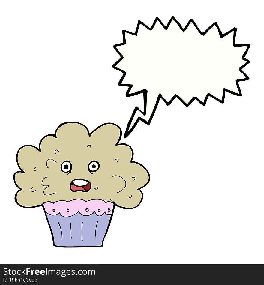 Cartoon Big Cupcake With Speech Bubble