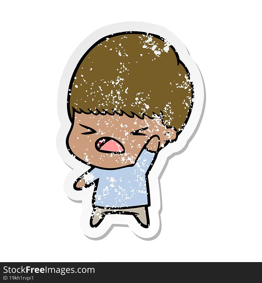 distressed sticker of a cartoon stressed man