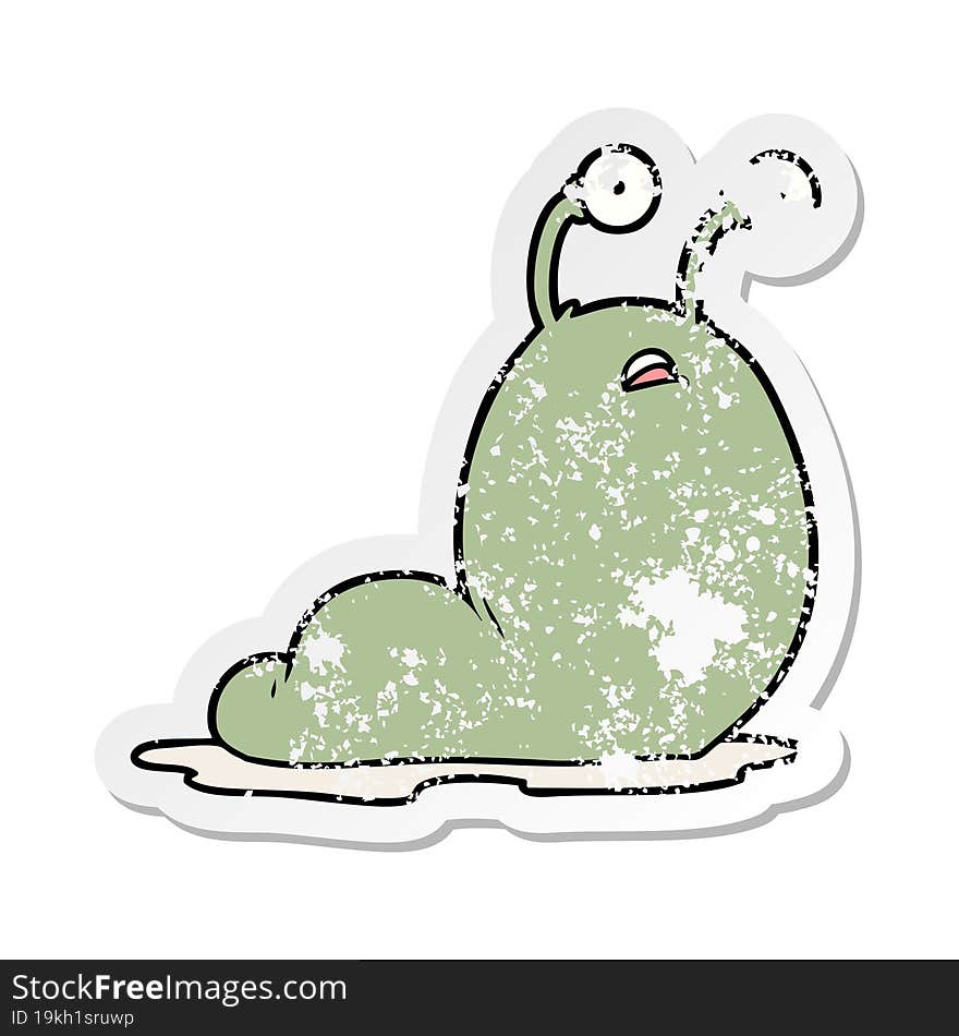 distressed sticker of a cartoon slug