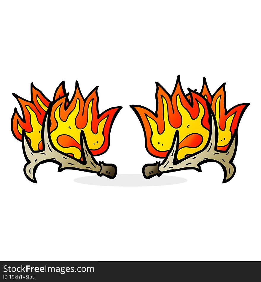 cartoon flaming antlers