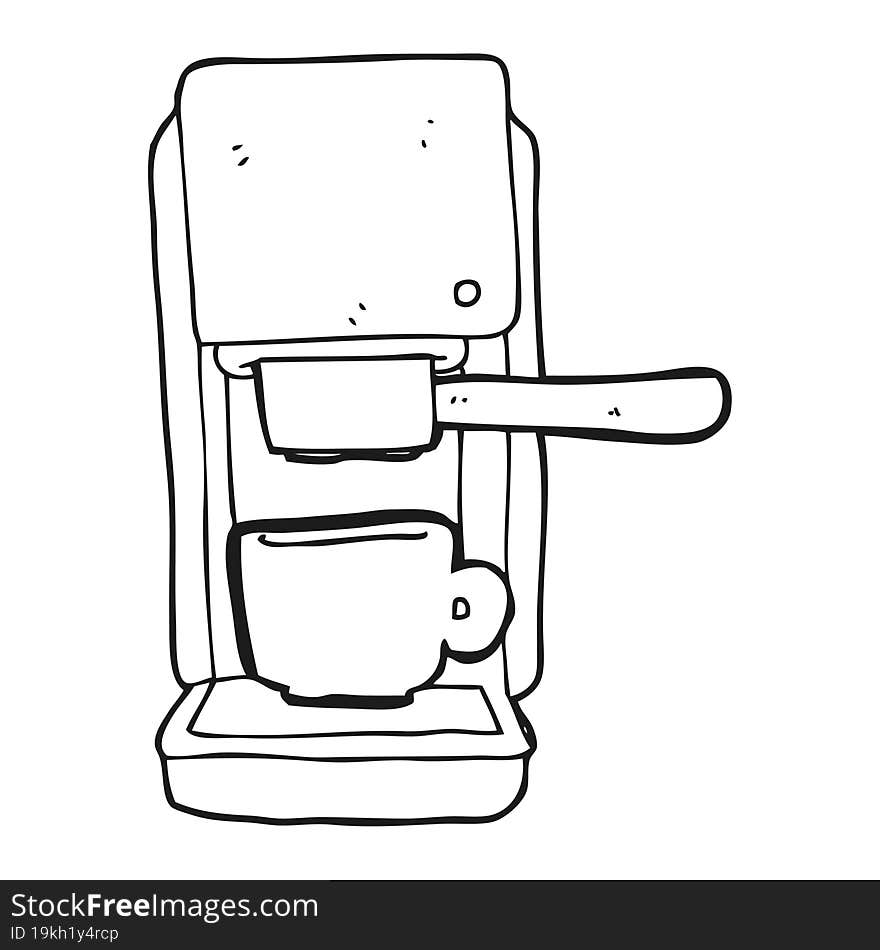 black and white cartoon espresso maker