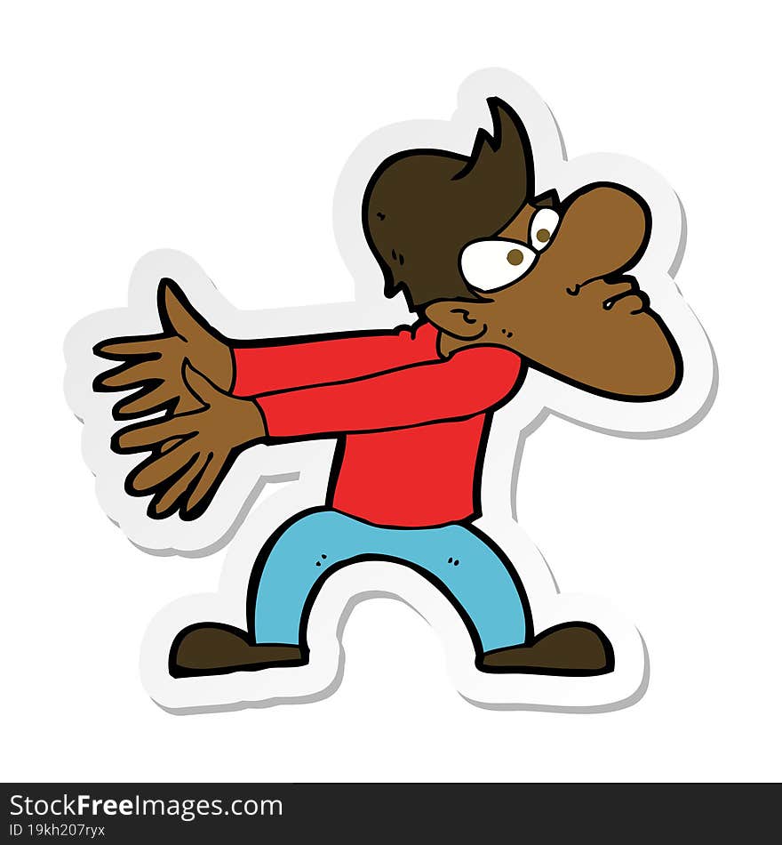 sticker of a cartoon annoyed man gesturing