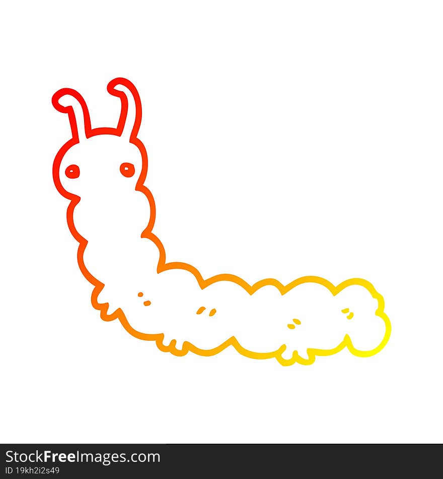 warm gradient line drawing cartoon caterpillar