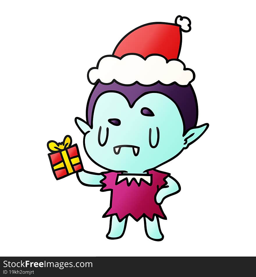 Christmas Gradient Cartoon Of Kawaii Vampire