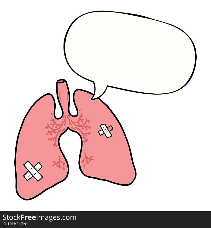 Cartoon Lungs And Speech Bubble