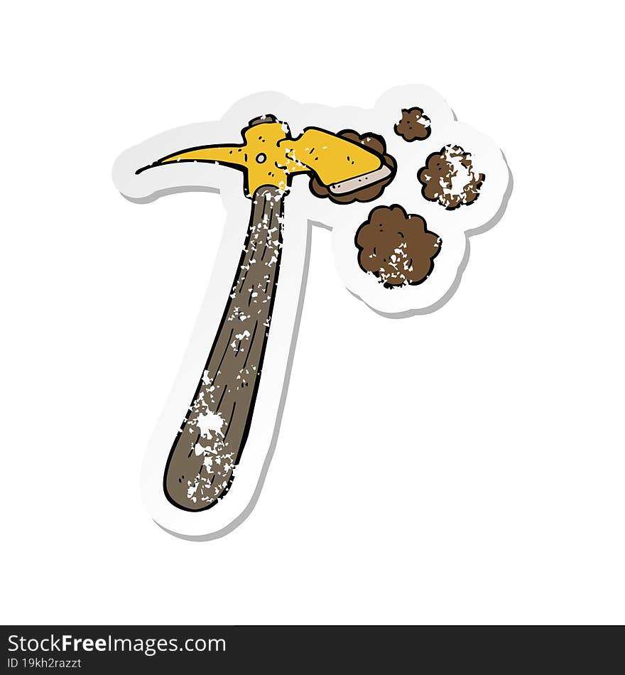 retro distressed sticker of a cartoon pick axe