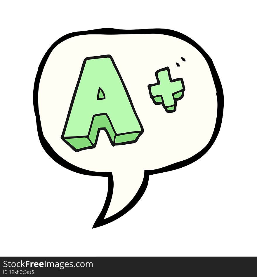 speech bubble cartoon A grade symbol