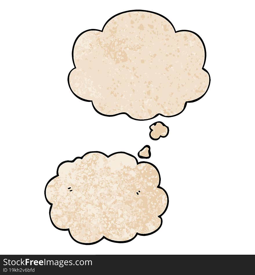 cartoon cloud and thought bubble in grunge texture pattern style