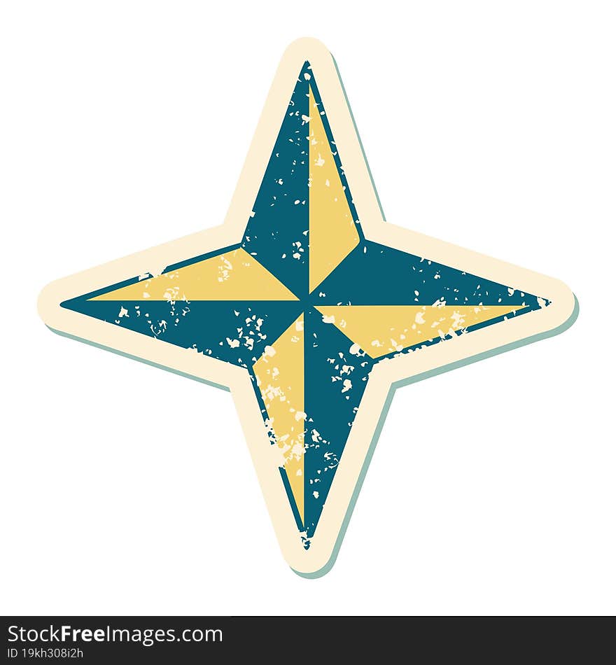 distressed sticker tattoo style icon of a star symbol