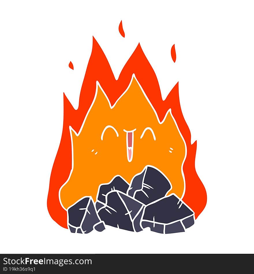 flat color style cartoon blazing coal fire