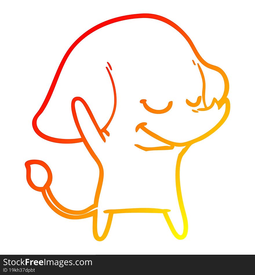 warm gradient line drawing cartoon smiling elephant