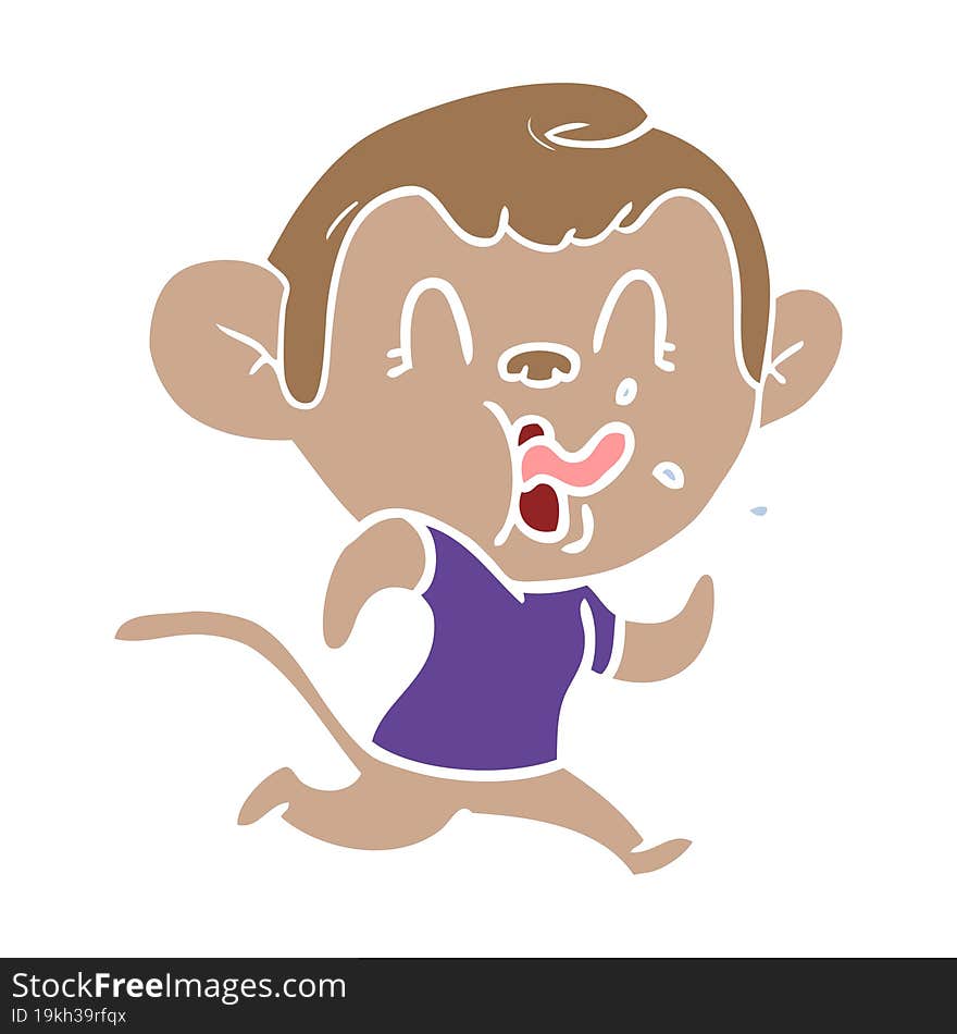 Crazy Flat Color Style Cartoon Monkey Running