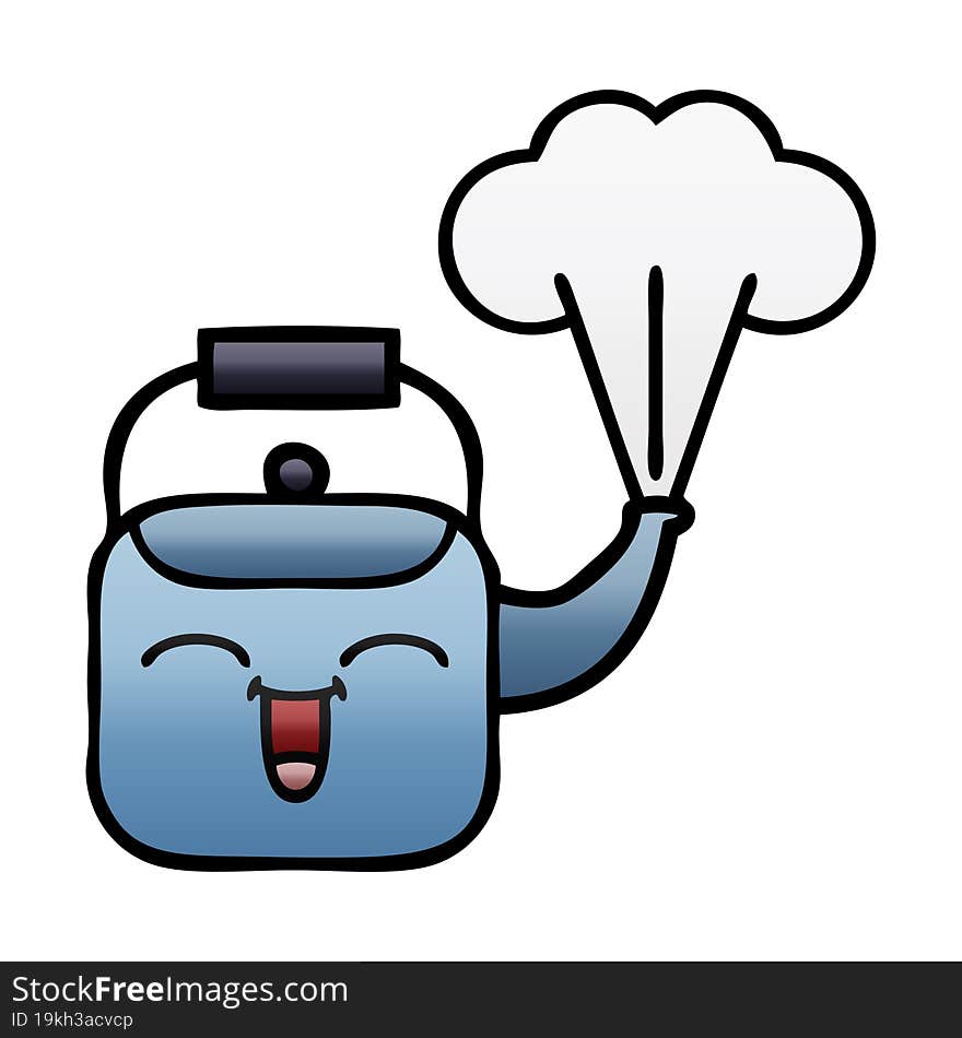 Gradient Shaded Cartoon Steaming Kettle