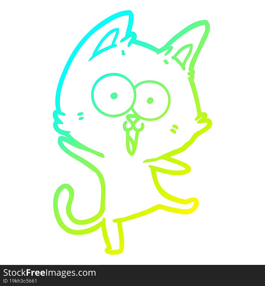 cold gradient line drawing funny cartoon cat