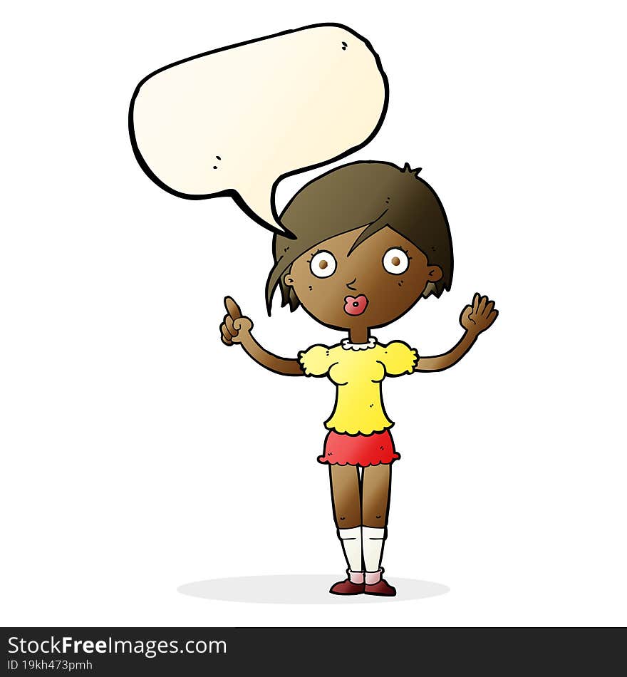 cartoon girl asking question with speech bubble