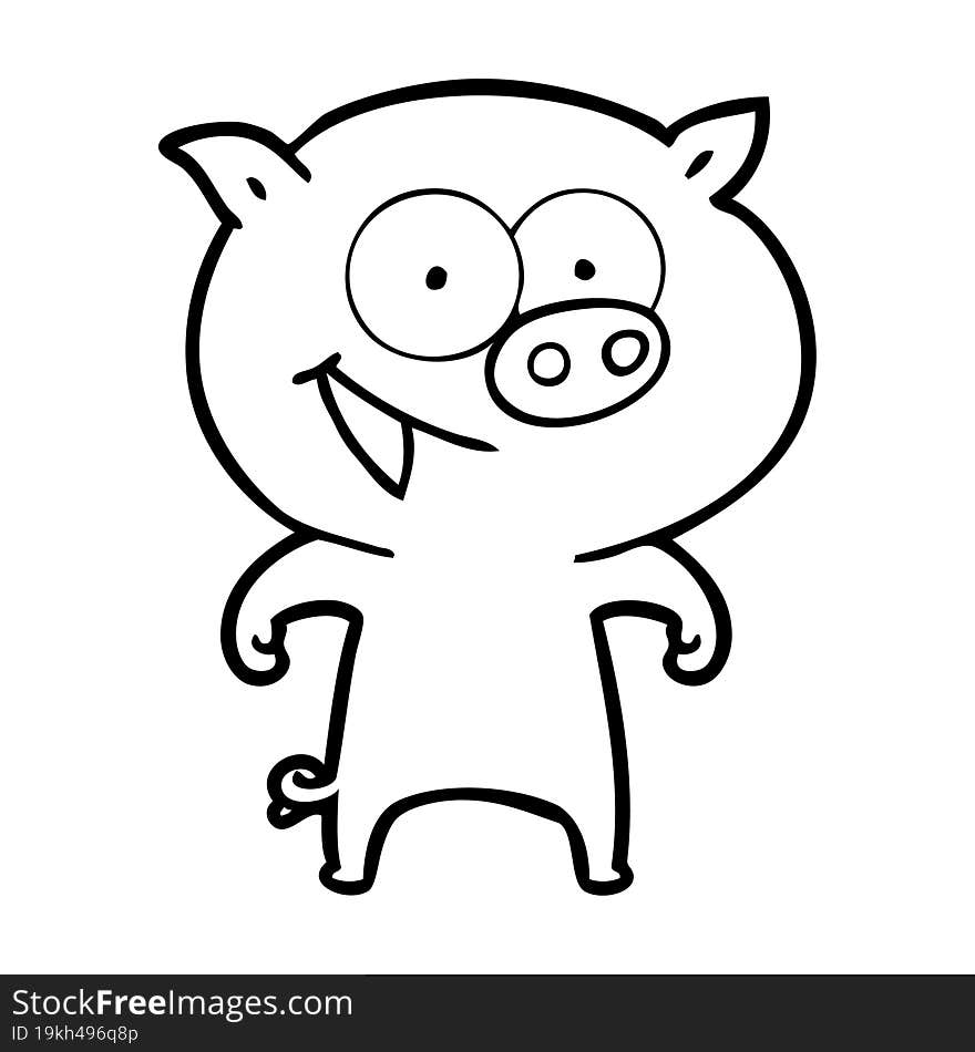 cheerful pig cartoon. cheerful pig cartoon