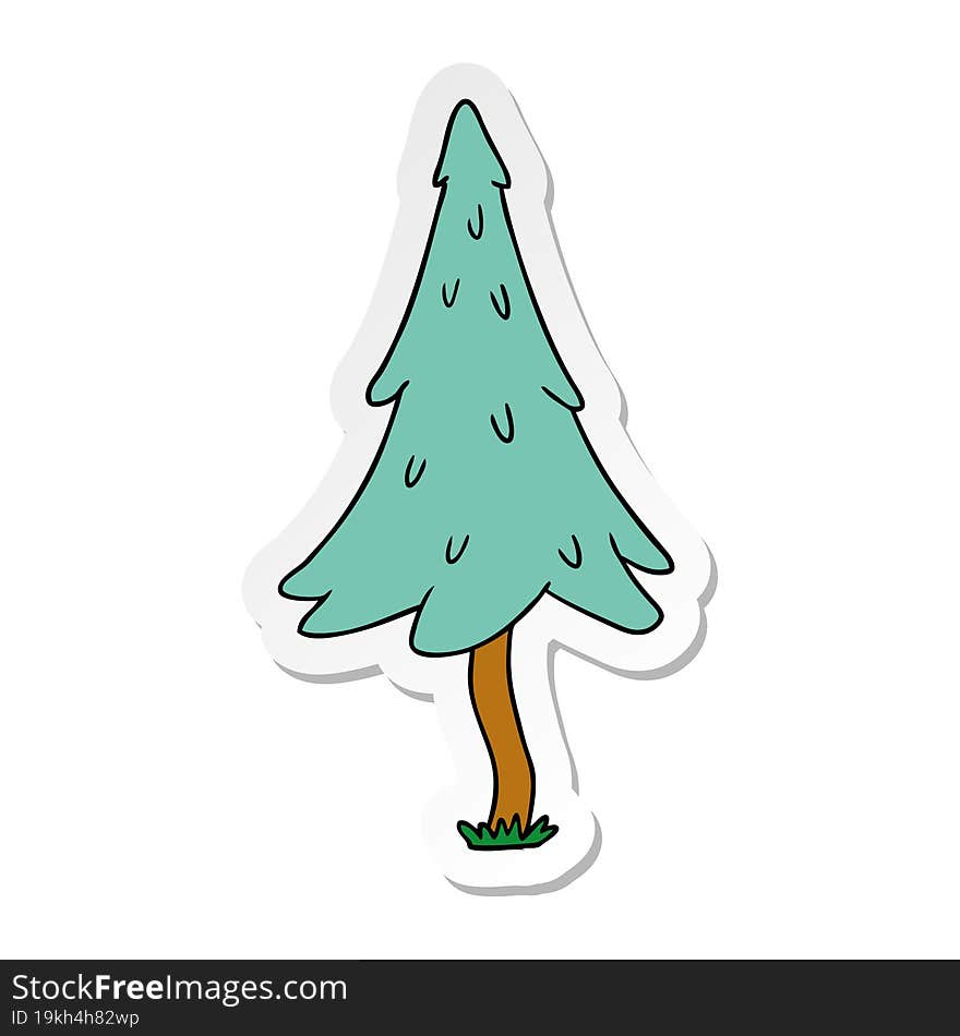 hand drawn sticker cartoon doodle of woodland pine trees
