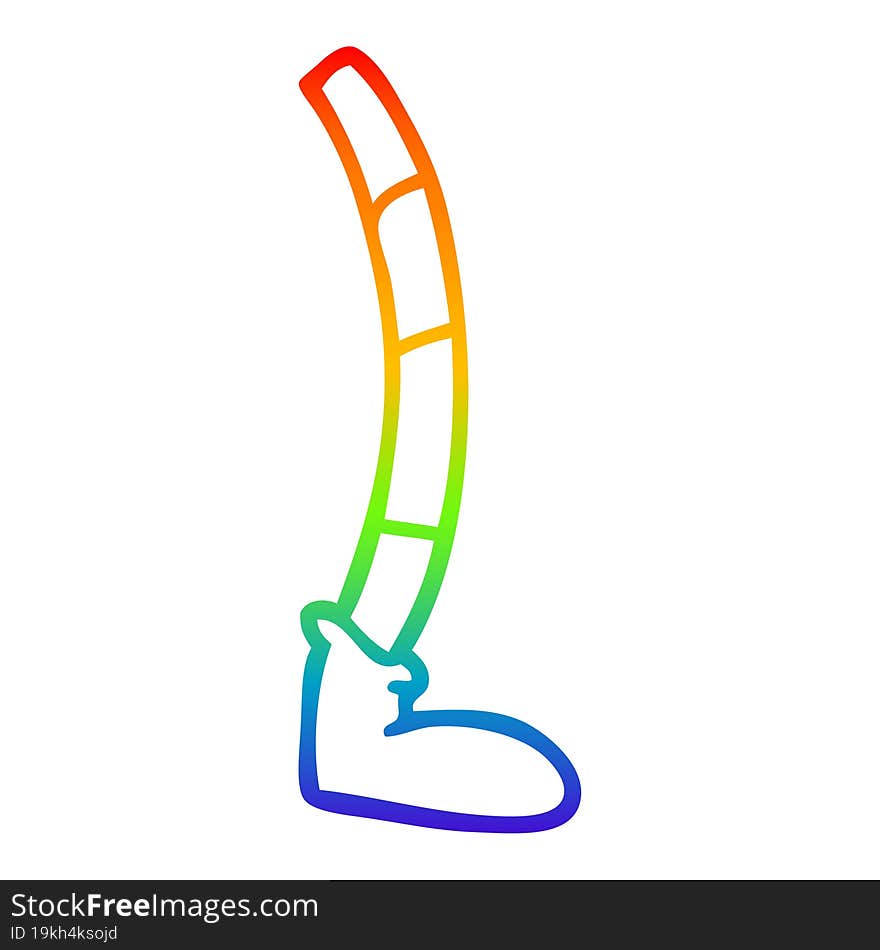 rainbow gradient line drawing of a cartoon retro leg