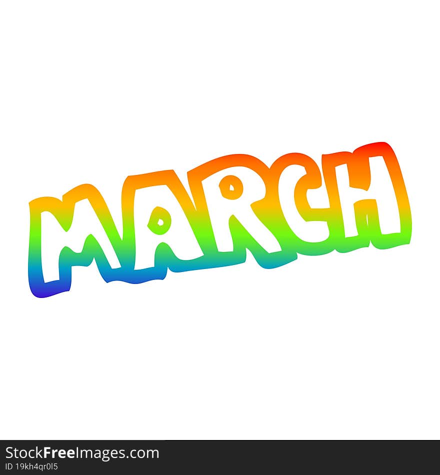 rainbow gradient line drawing cartoon month of march