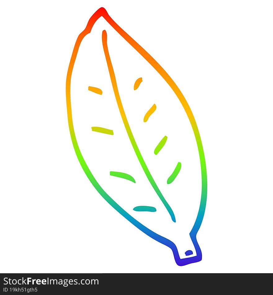 rainbow gradient line drawing of a cartoon leaf