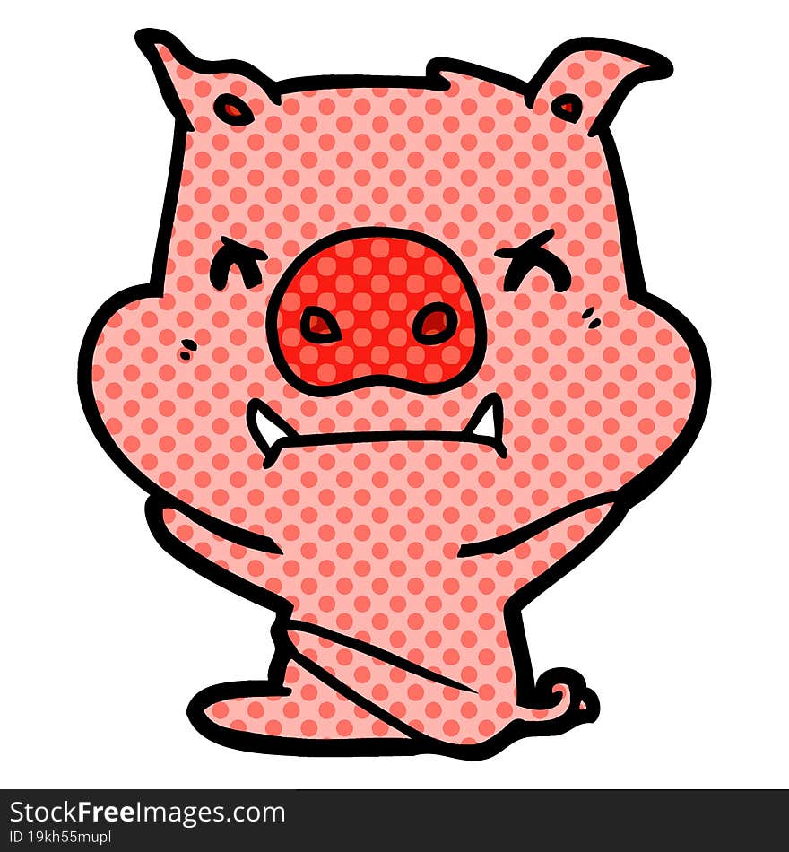 angry cartoon pig throwing tantrum. angry cartoon pig throwing tantrum