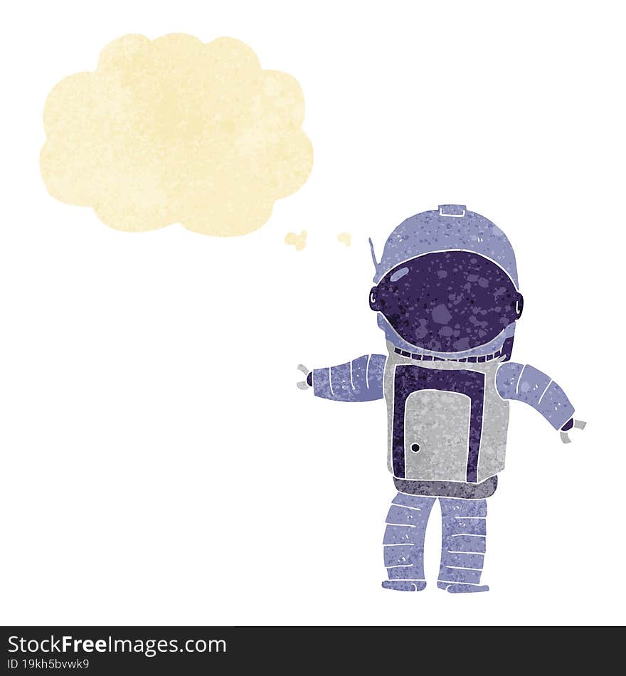 cartoon astronaut with thought bubble