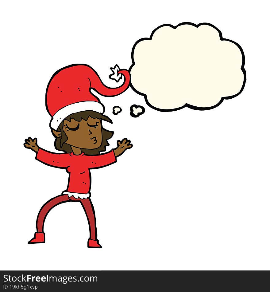 santa\'s helper cartoon with thought bubble