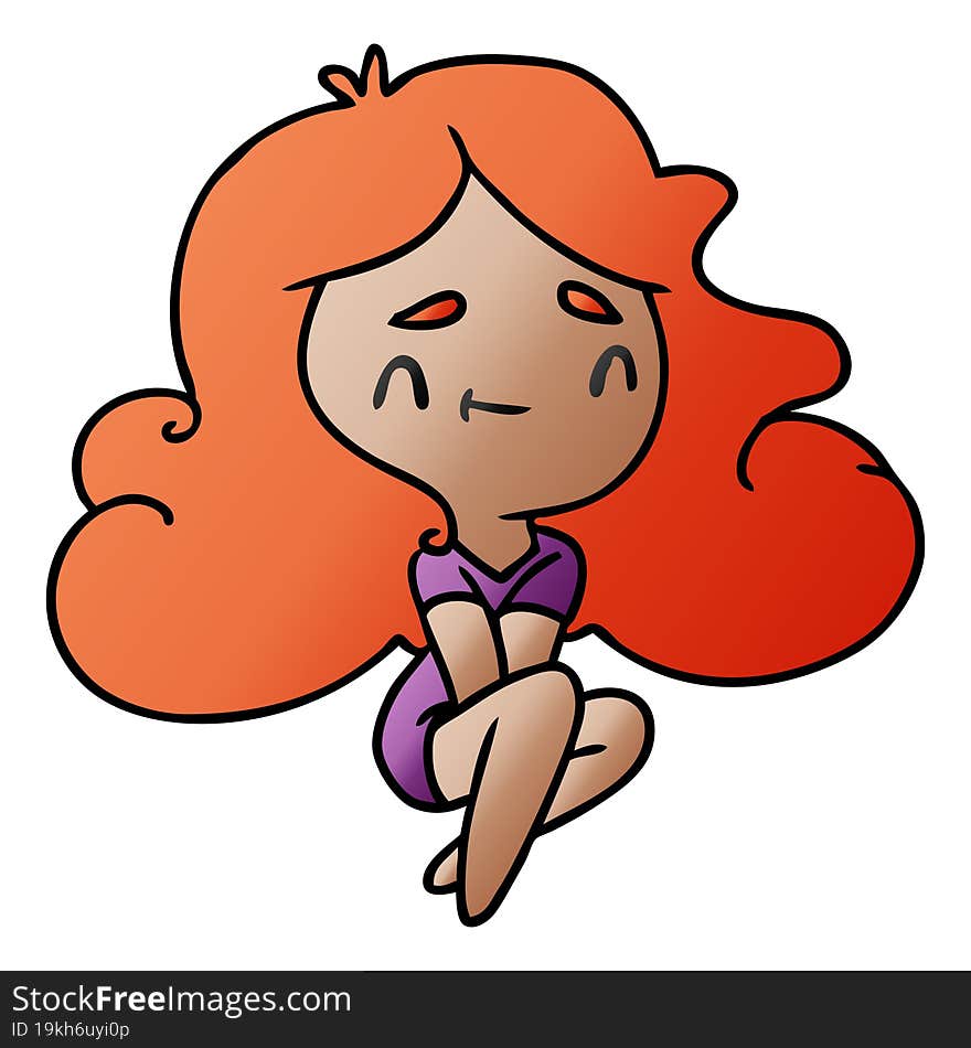 gradient cartoon illustration of a cute kawaii girl. gradient cartoon illustration of a cute kawaii girl