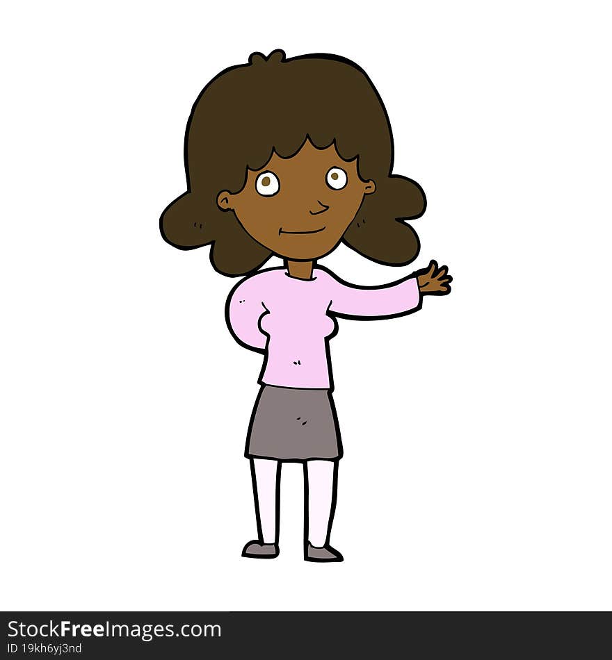 cartoon friendly woman