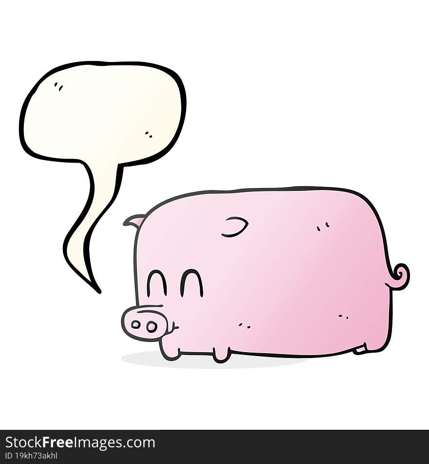 freehand drawn speech bubble cartoon pig