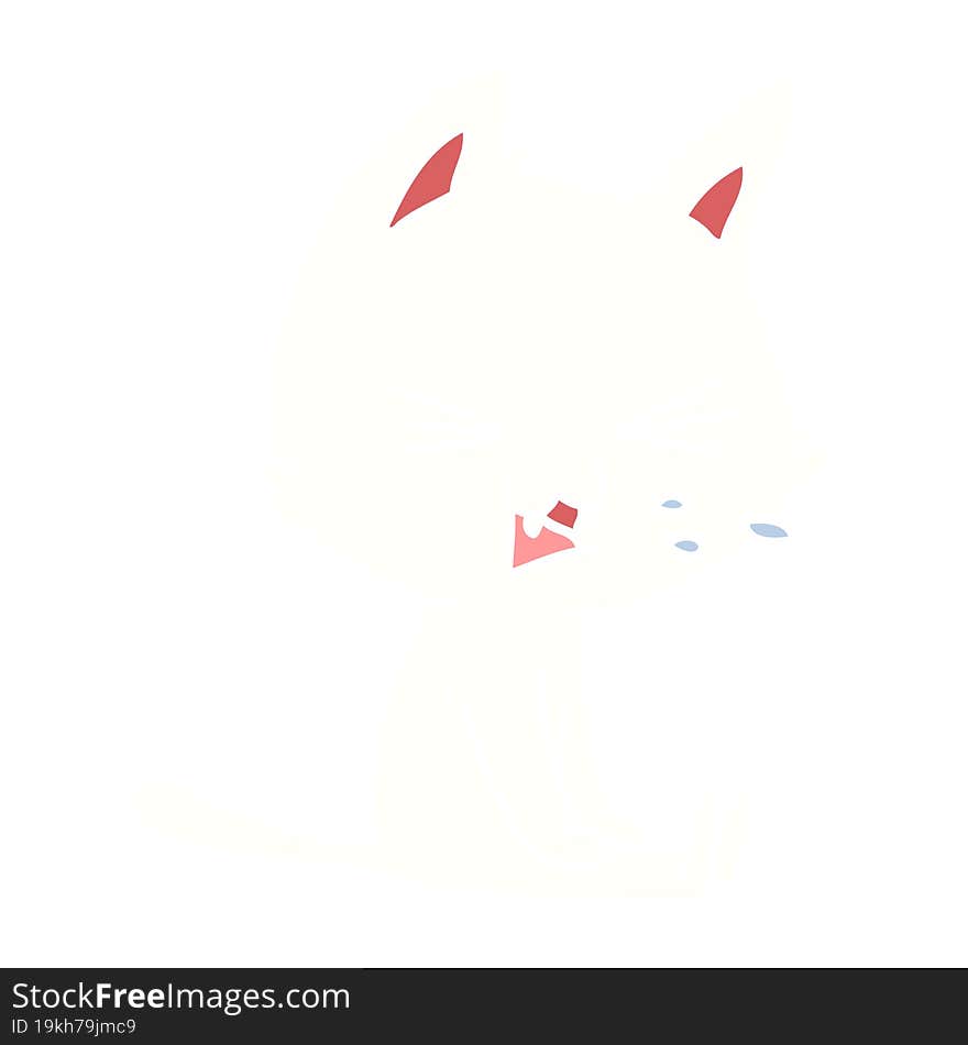 flat color style cartoon sitting cat hissing