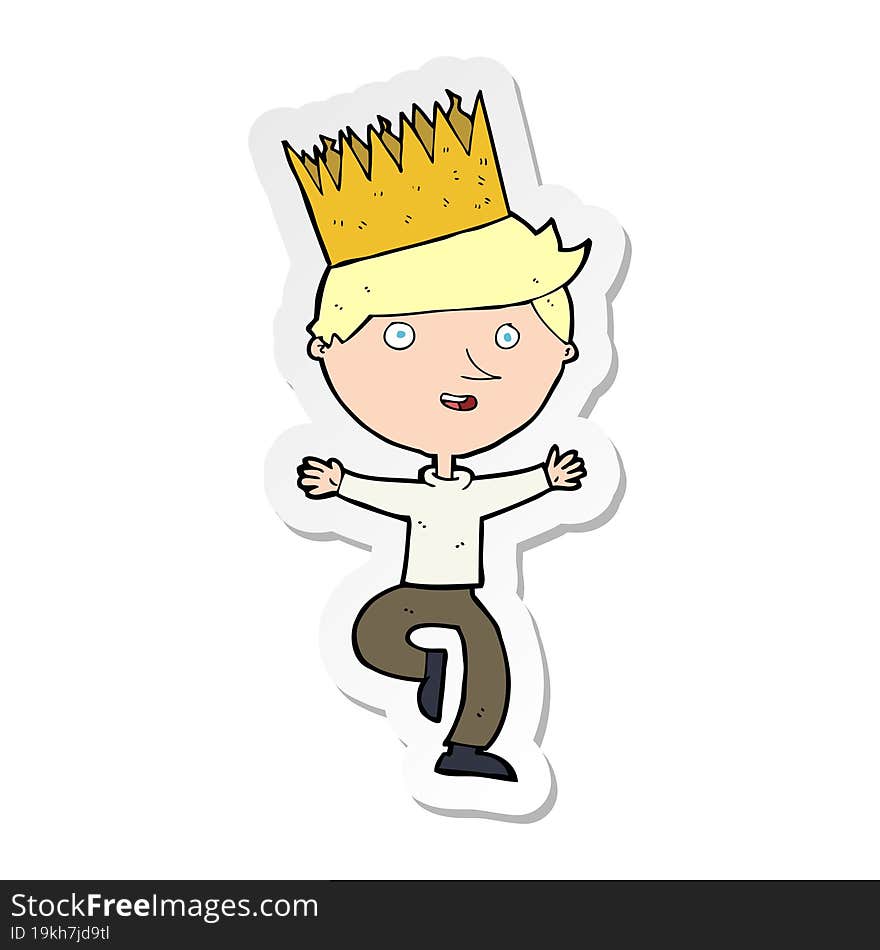 sticker of a cartoon person wearing crown