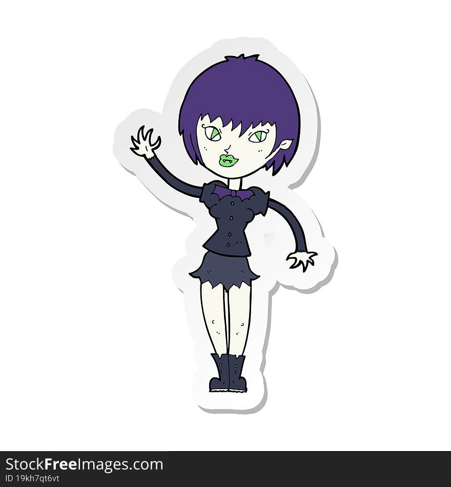 Sticker Of A Cartoon Vampire Girl