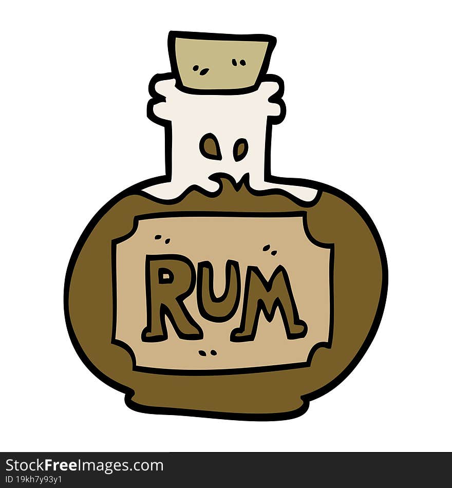 cartoon doodle old bottle of rum