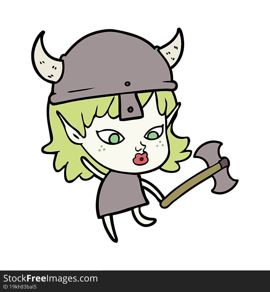 pretty cartoon viking elf girl. pretty cartoon viking elf girl