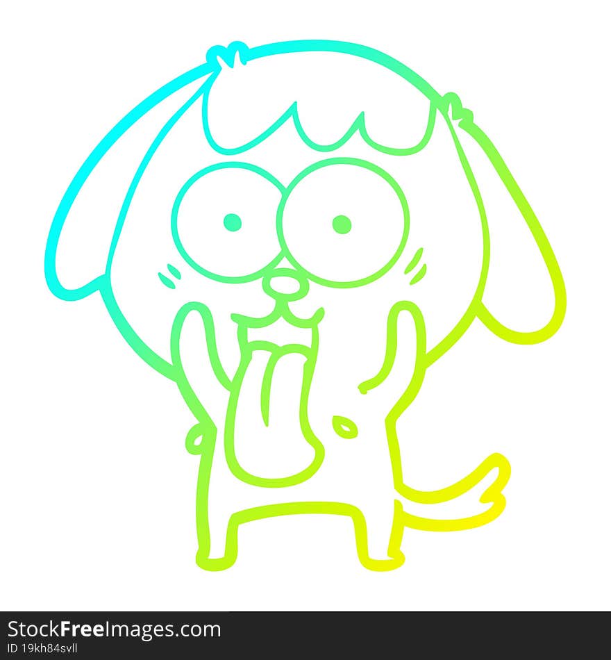 Cold Gradient Line Drawing Cute Cartoon Dog