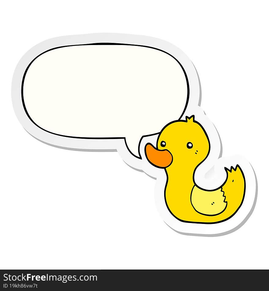 cartoon duck and speech bubble sticker