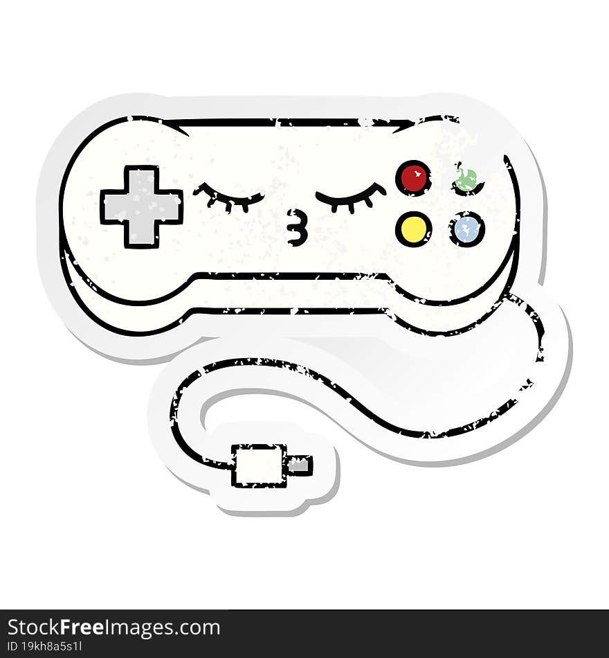 distressed sticker of a cute cartoon game controller