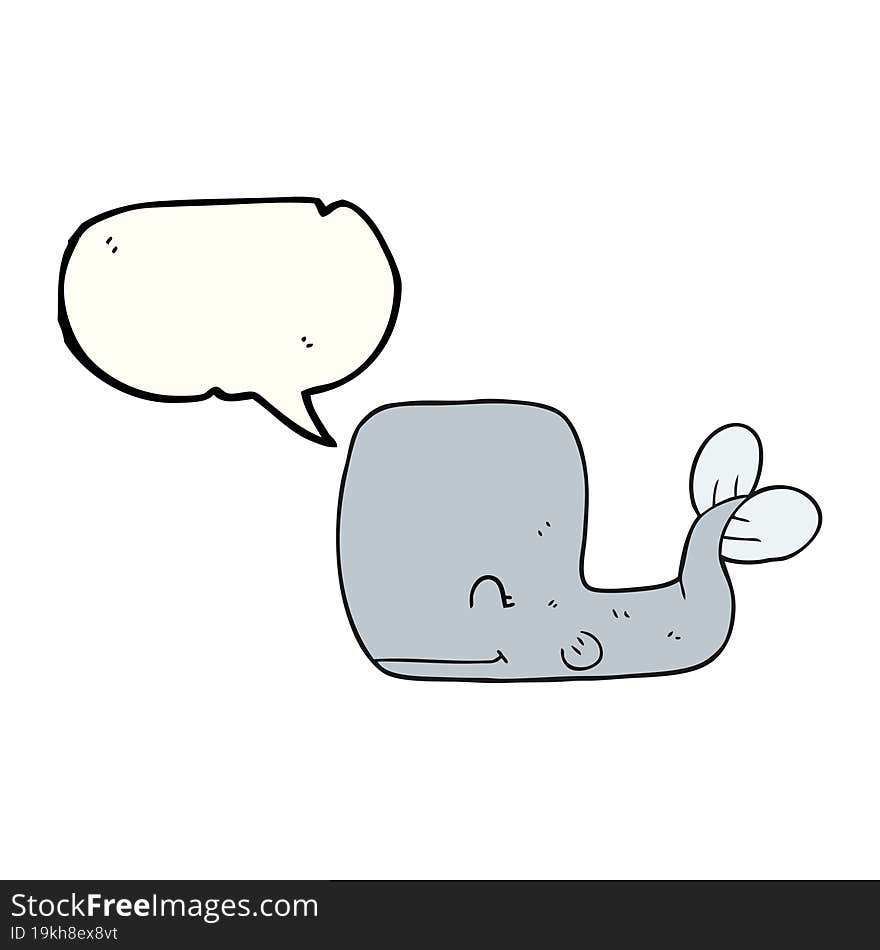 freehand drawn speech bubble cartoon happy whale