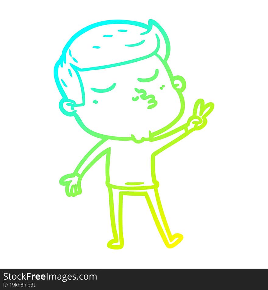 cold gradient line drawing of a cartoon model guy pouting