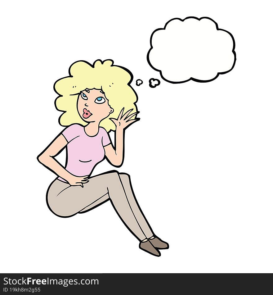 cartoon woman listening with thought bubble