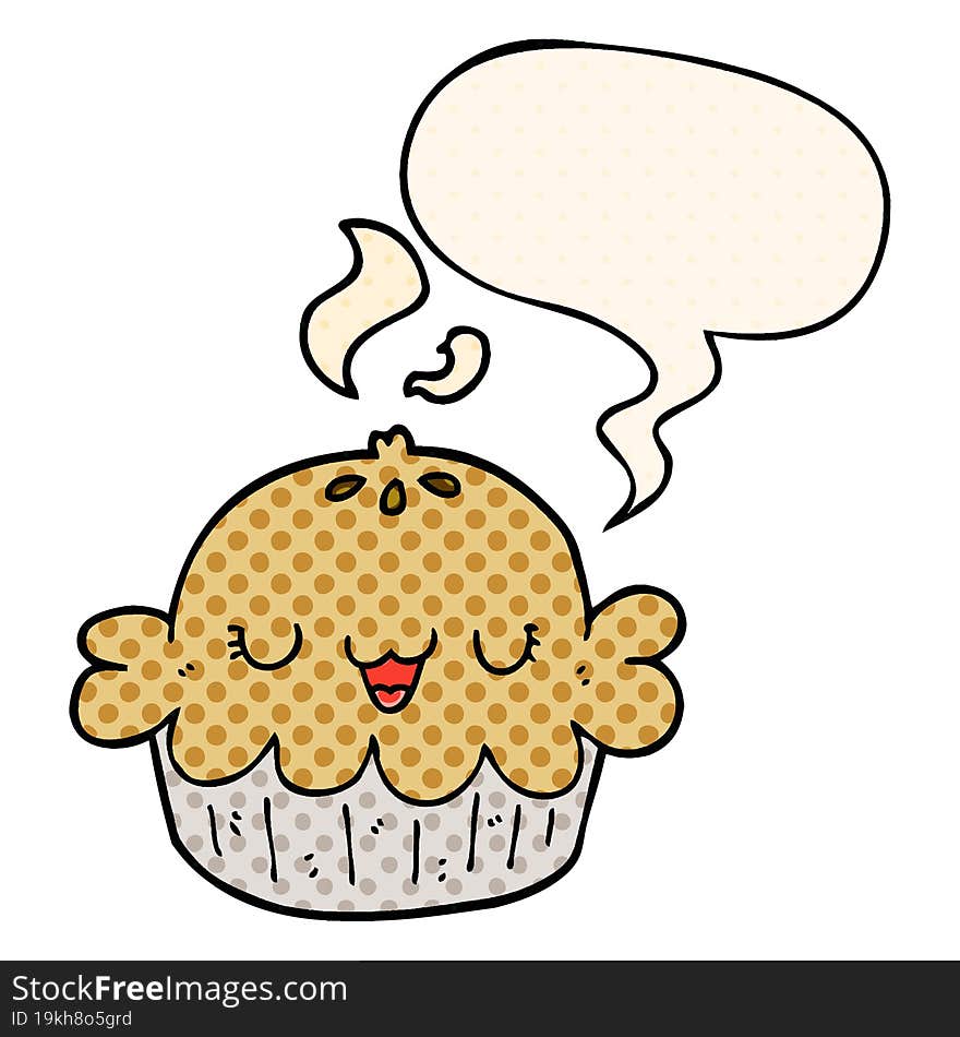 cute cartoon pie and speech bubble in comic book style