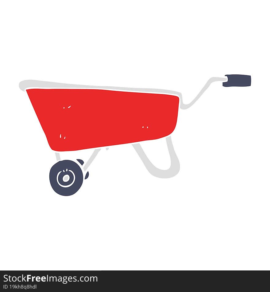 flat color illustration of a cartoon wheelbarrow