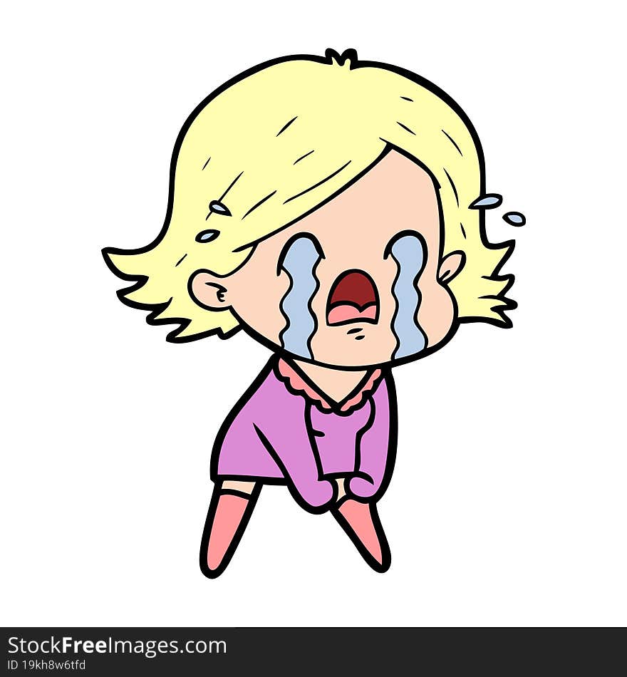 cartoon woman crying. cartoon woman crying