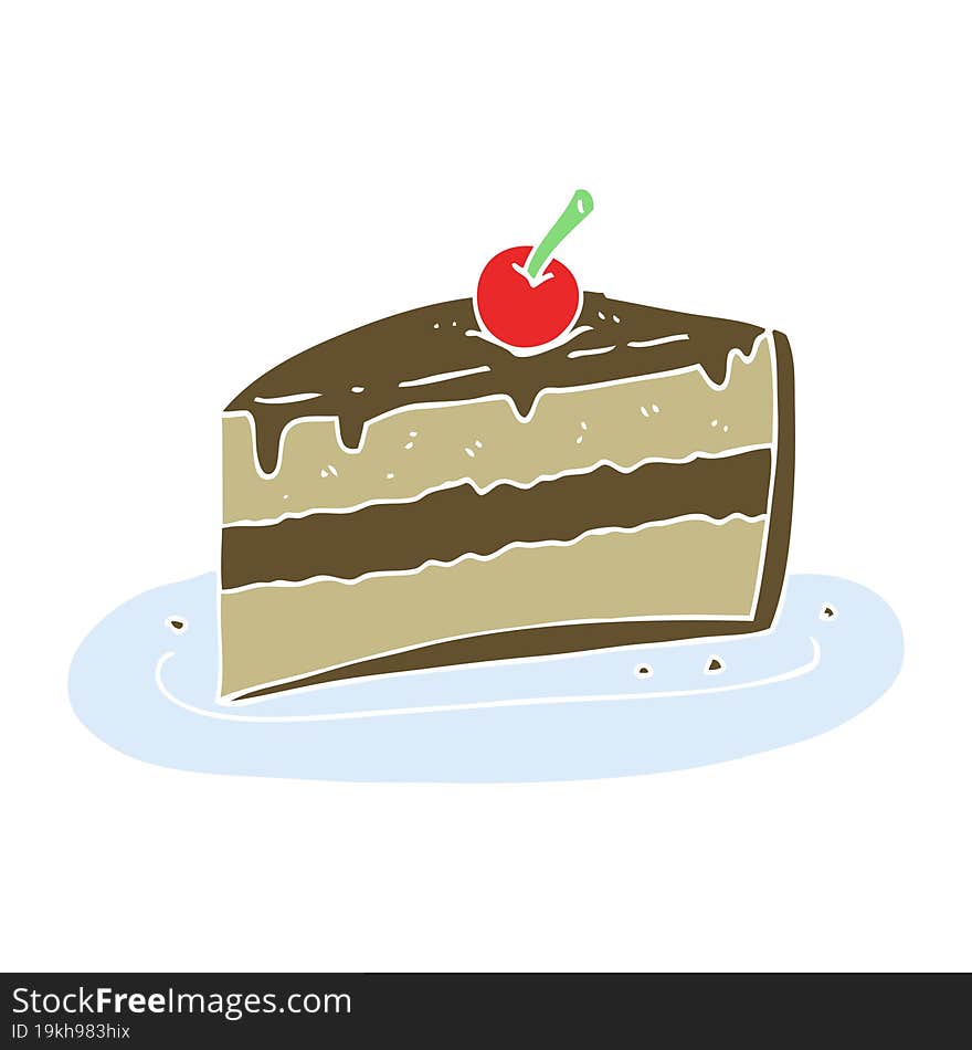 Flat Color Illustration Of A Cartoon Slice Of Cake