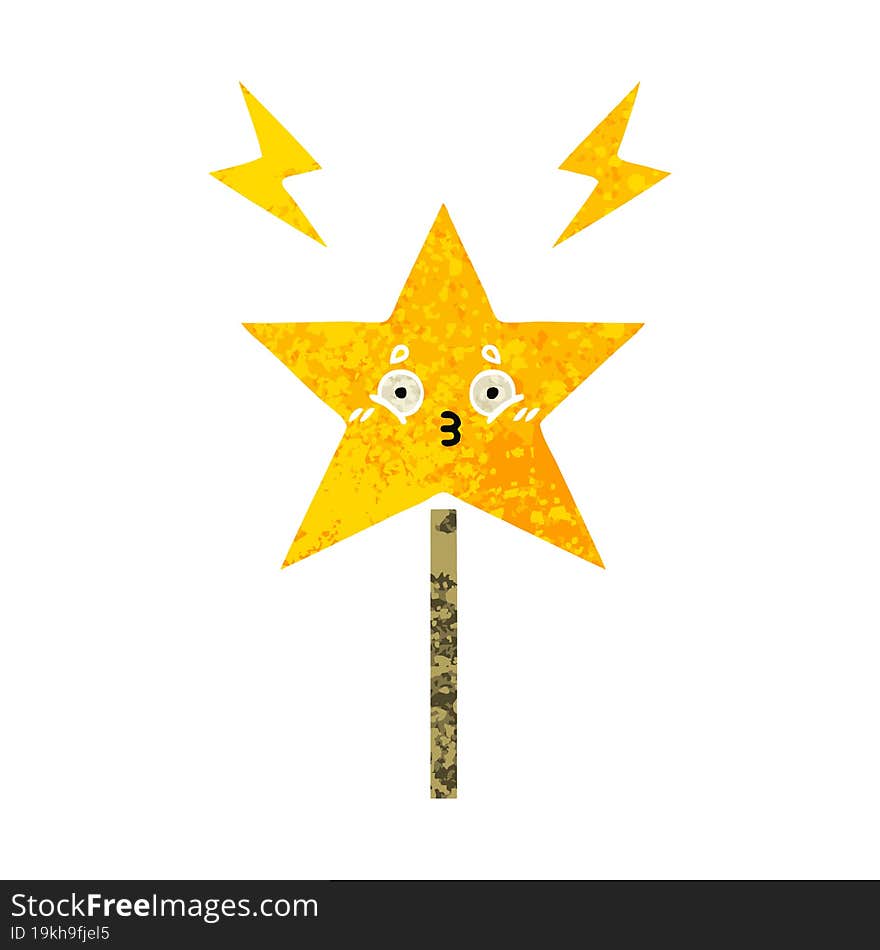 Retro Illustration Style Cartoon Magic Wand