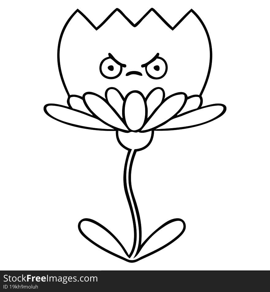 line drawing cartoon of a flower. line drawing cartoon of a flower