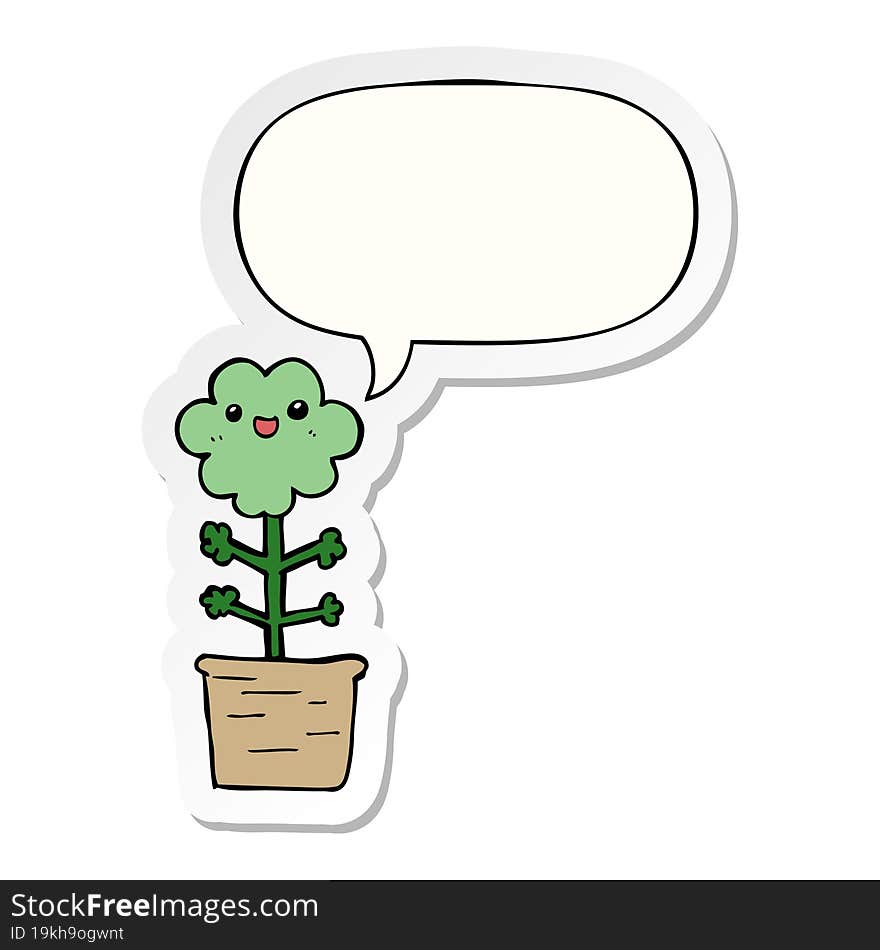 cartoon flower with speech bubble sticker. cartoon flower with speech bubble sticker