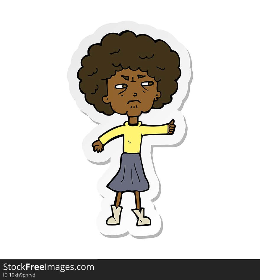 Sticker Of A Cartoon Annoyed Old Woman